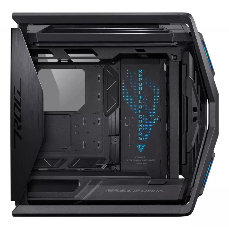Kompiuterio korpusas ASUS ROG Hyperion GR701 BTF Edition Tower — juodas, grūdintas stiklas, E-ATX/ATX/microATX palaikymas, 46 cm GPU, 420 mm viršutinis radiatorius