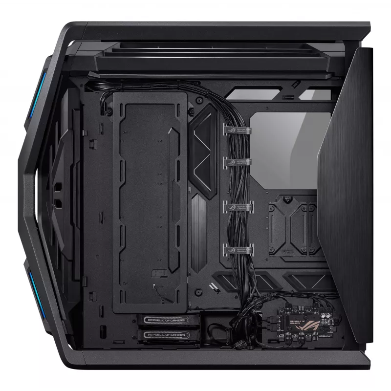Kompiuterio korpusas ASUS ROG Hyperion GR701 BTF Edition Tower — juodas, grūdintas stiklas, E-ATX/ATX/microATX palaikymas, 46 cm GPU, 420 mm viršutinis radiatorius