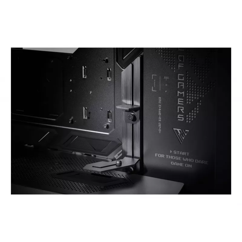 Kompiuterio korpusas ASUS ROG Hyperion GR701 BTF Edition Tower — juodas, grūdintas stiklas, E-ATX/ATX/microATX palaikymas, 46 cm GPU, 420 mm viršutinis radiatorius