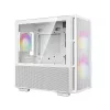 PC korpusas DeepCool CH360 micro ATX baltas — grūdintas stiklas, 2x140 mm priekiniai ventiliatoriai, USB-C, palaiko GPU iki 320 mm