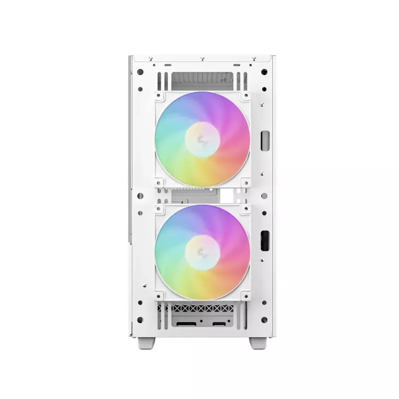 PC korpusas DeepCool CH360 micro ATX baltas — grūdintas stiklas, 2x140 mm priekiniai ventiliatoriai, USB-C, palaiko GPU iki 320 mm