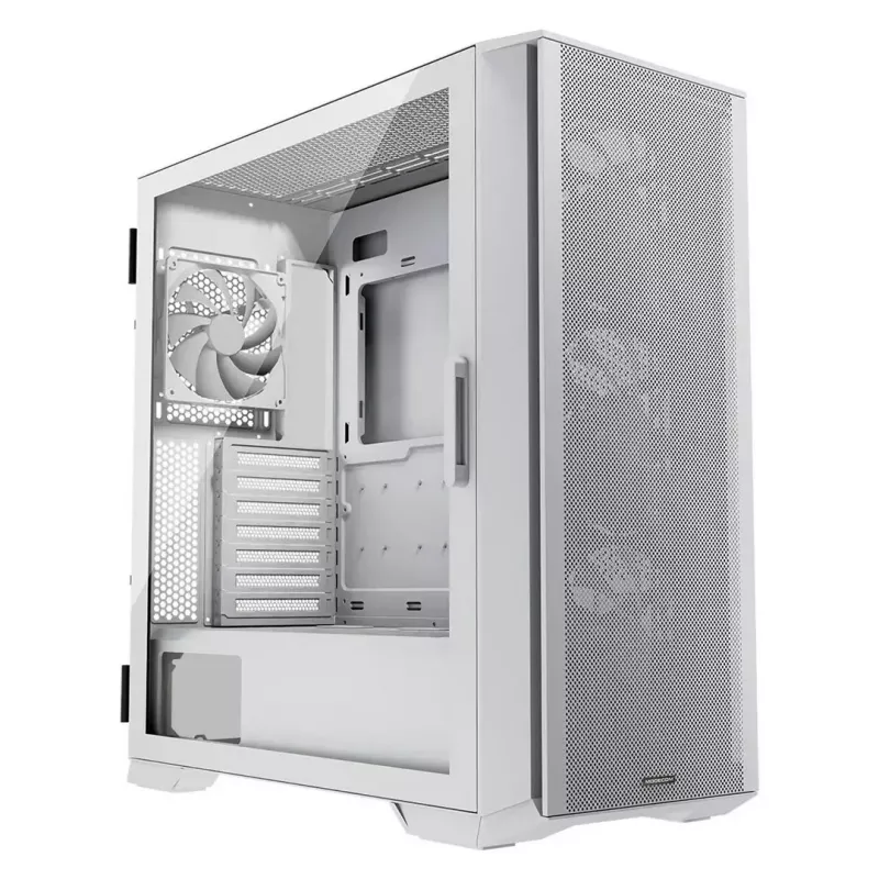 PC Case MODECOM HORIZON FLOW MIDI White — Midi-Tower, ARGB, Grūdintas stiklas, micro ATX, USB-C, 3x140mm priekyje, 1x140mm gale, GPU iki 400 mm, CPU aušintuvo aukštis 172 mm