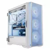 PC Case MODECOM HORIZON FLOW MIDI White — Midi-Tower, ARGB, Grūdintas stiklas, micro ATX, USB-C, 3x140mm priekyje, 1x140mm gale, GPU iki 400 mm, CPU aušintuvo aukštis 172 mm