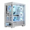 PC Case MODECOM HORIZON FLOW MIDI White — Midi-Tower, ARGB, Grūdintas stiklas, micro ATX, USB-C, 3x140mm priekyje, 1x140mm gale, GPU iki 400 mm, CPU aušintuvo aukštis 172 mm