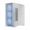 PC Case MODECOM HORIZON FLOW MIDI White — Midi-Tower, ARGB, Grūdintas stiklas, micro ATX, USB-C, 3x140mm priekyje, 1x140mm gale, GPU iki 400 mm, CPU aušintuvo aukštis 172 mm
