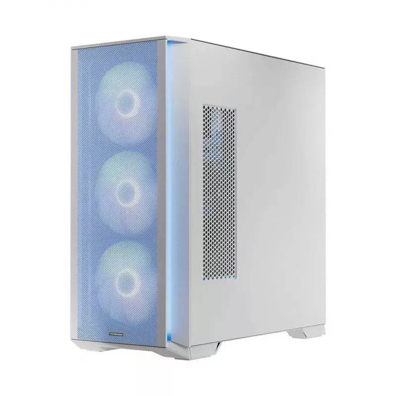 PC Case MODECOM HORIZON FLOW MIDI White — Midi-Tower, ARGB, Grūdintas stiklas, micro ATX, USB-C, 3x140mm priekyje, 1x140mm gale, GPU iki 400 mm, CPU aušintuvo aukštis 172 mm