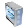 PC Case MODECOM HORIZON FLOW MIDI White — Midi-Tower, ARGB, Grūdintas stiklas, micro ATX, USB-C, 3x140mm priekyje, 1x140mm gale, GPU iki 400 mm, CPU aušintuvo aukštis 172 mm