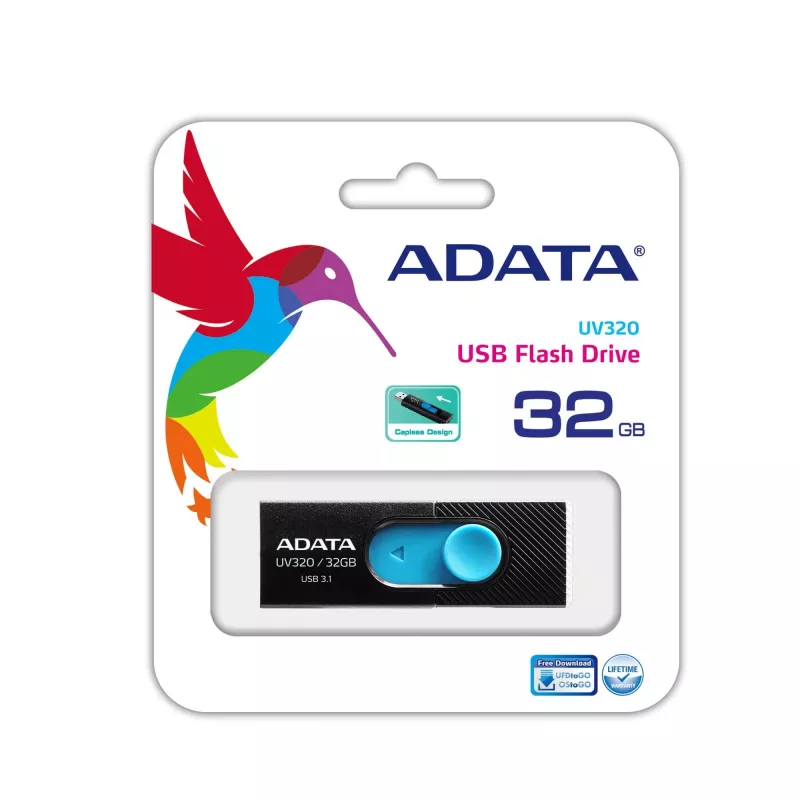 ADATA UV320 USB atmintinė 32 GB USB Type-A 3.2 Gen 1 (3.1 Gen 1) juoda, mėlyna