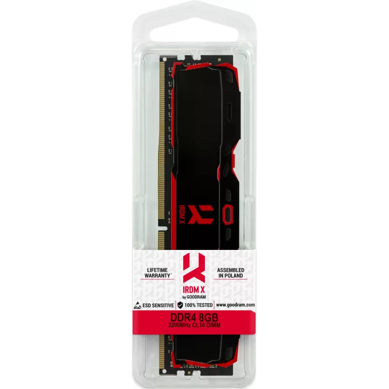 Stalinės atminties modulis DDR4 GOODRAM IRDM X 8 GB 3200 MHz 288 kontaktų DIMM juodas