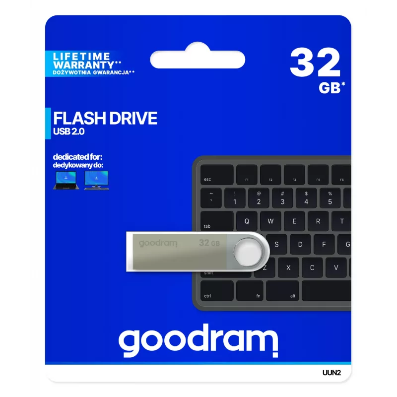 Goodram UUN2 USB atmintinė 32 GB USB Type-A 2.0 Sidabrinė