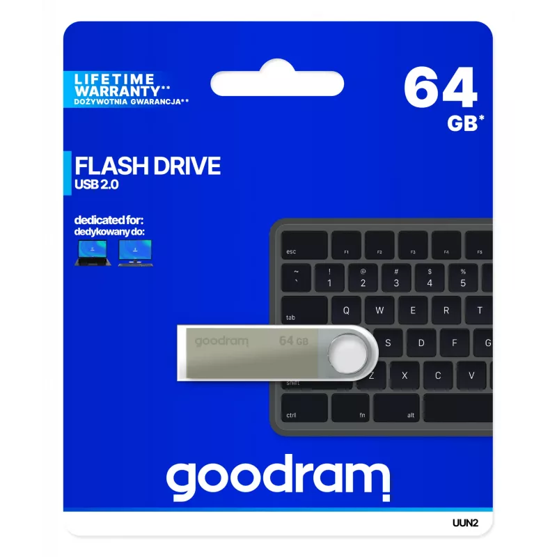 Goodram UUN2 USB atmintinė 64 GB USB Type-A 2.0 Sidabrinė