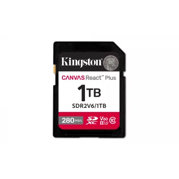Kingston Technology 1TB Canvas React Plus SDXC UHS-II 280R/150W U3 V60, skirtas Full HD/4K