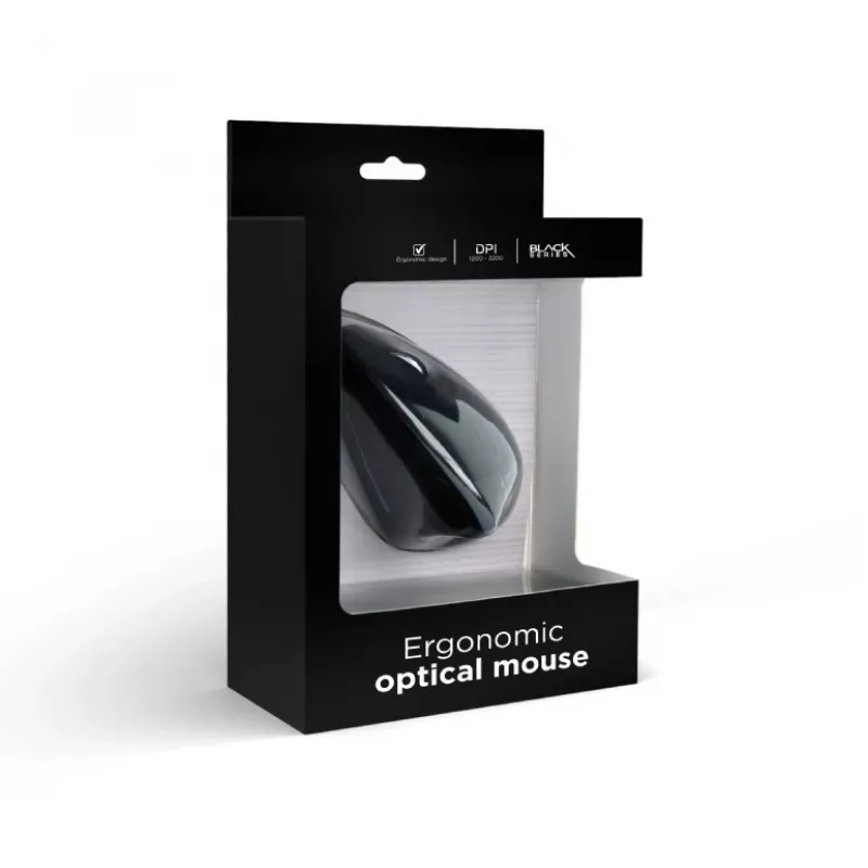 GEMBIRD optinė pelė MUS-ERGO-01 - ergonominė 6 mygtukų, ratukas, USB, juoda