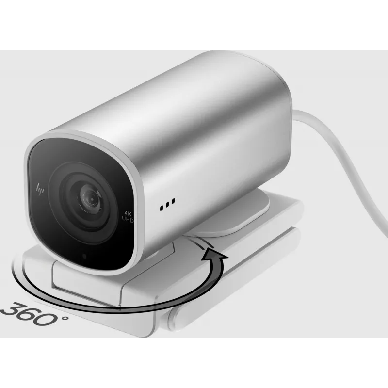 HP 960 4K srautinio transliavimo internetinė kamera, 8 MP, 3840 x 2160 pikselių, 4K Ultra HD, 30 kadrų per sekundę, 5x, Namams