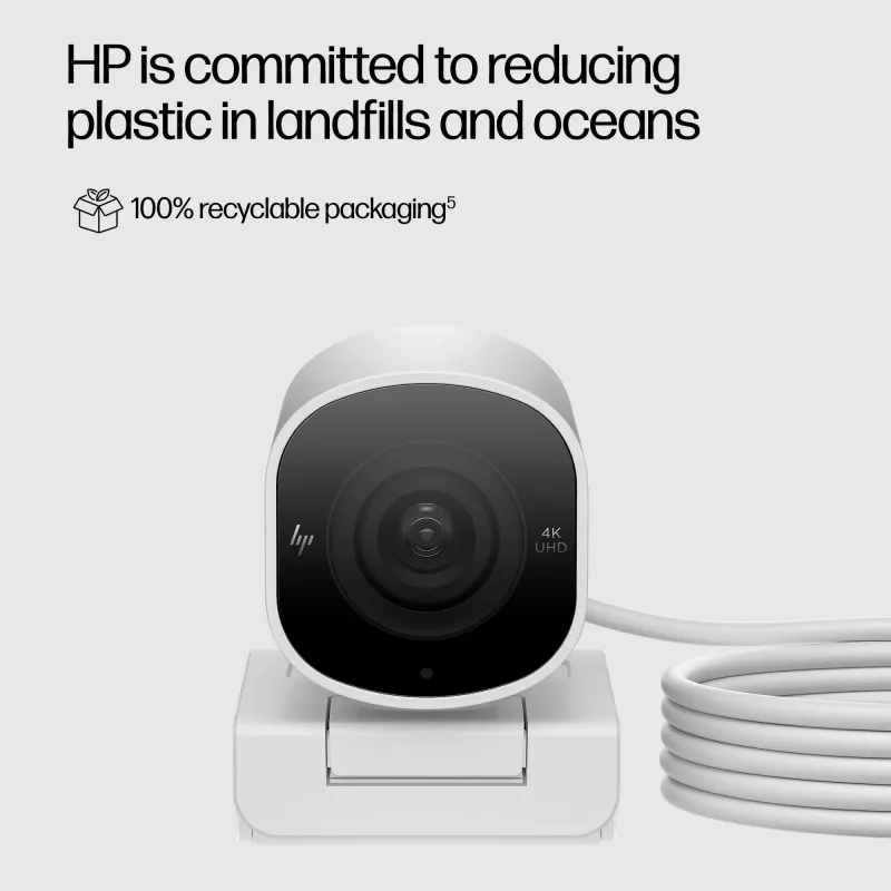 HP 960 4K srautinio transliavimo internetinė kamera, 8 MP, 3840 x 2160 pikselių, 4K Ultra HD, 30 kadrų per sekundę, 5x, Namams