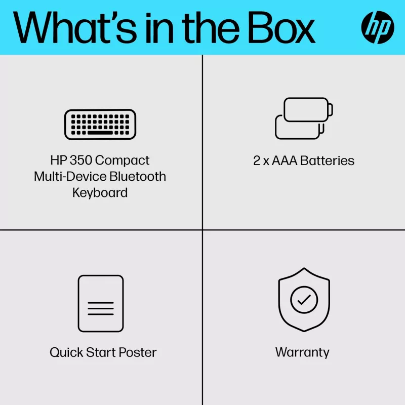 HP 350 kompaktiška kelių įrenginių „Bluetooth“ klaviatūra, belaidė, „Bluetooth“, mechaninė, QWERTY, juoda