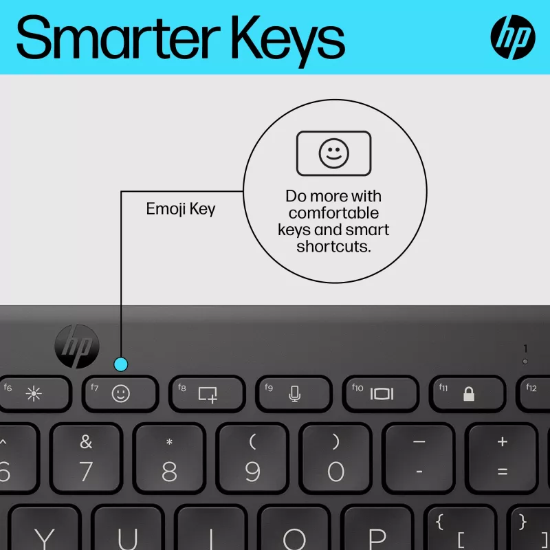 HP 350 kompaktiška kelių įrenginių „Bluetooth“ klaviatūra, belaidė, „Bluetooth“, mechaninė, QWERTY, juoda