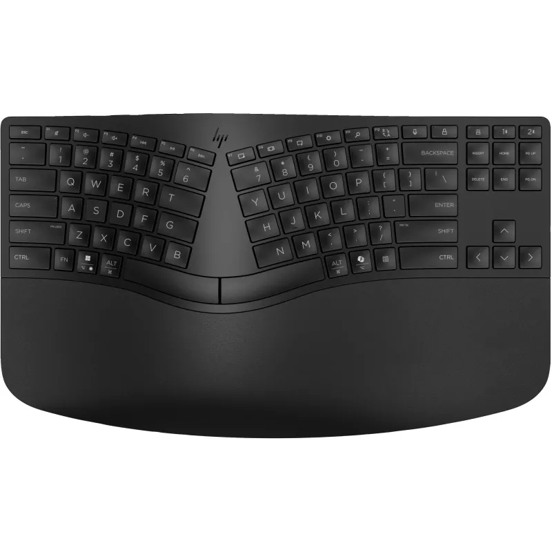 HP 965 ergonominė belaidė klaviatūra, pilno dydžio (100%), belaidė, RF belaidė + Bluetooth, membraninė, QWERTY, juoda