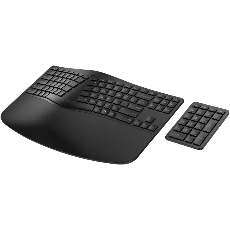 HP 965 ergonominė belaidė klaviatūra, pilno dydžio (100%), belaidė, RF belaidė + Bluetooth, membraninė, QWERTY, juoda