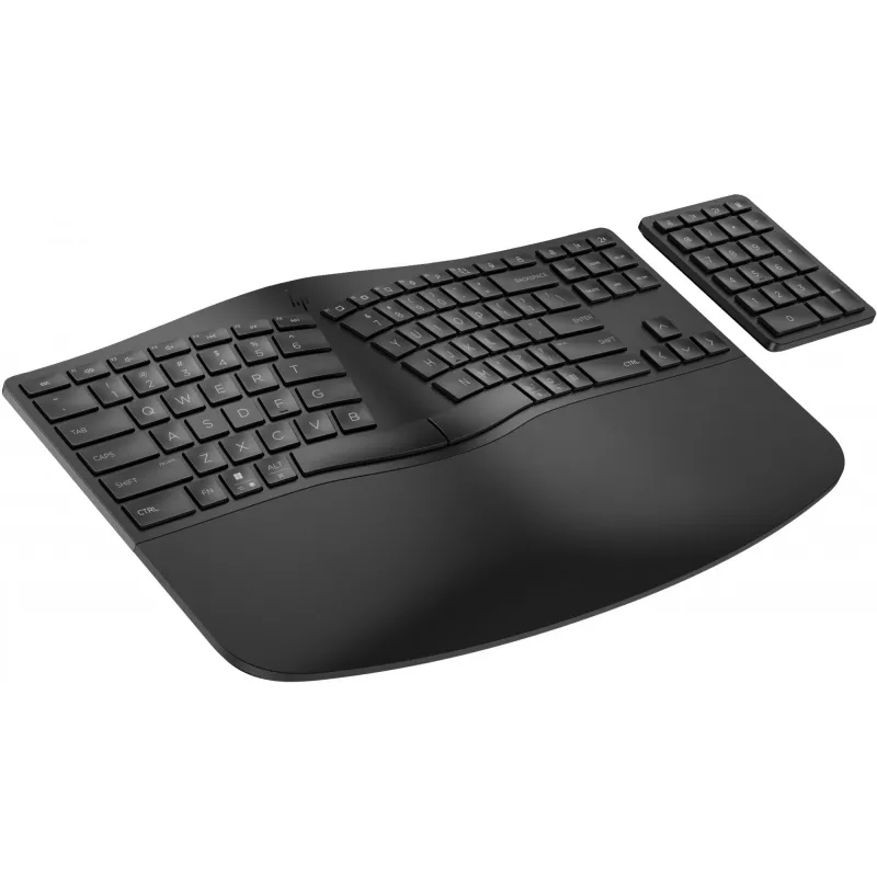 HP 965 ergonominė belaidė klaviatūra, pilno dydžio (100%), belaidė, RF belaidė + Bluetooth, membraninė, QWERTY, juoda