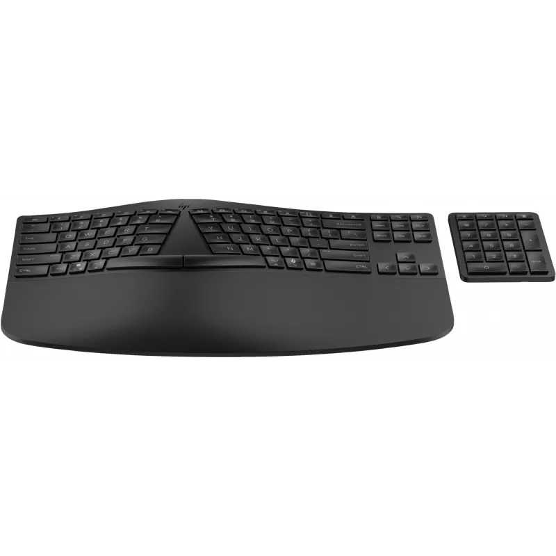 HP 965 ergonominė belaidė klaviatūra, pilno dydžio (100%), belaidė, RF belaidė + Bluetooth, membraninė, QWERTY, juoda
