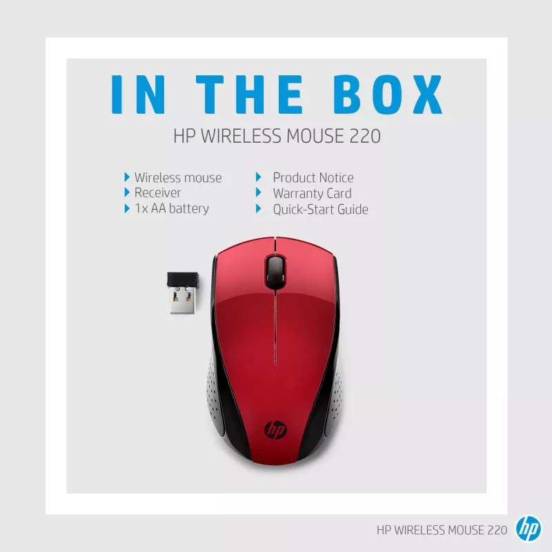 HP Wireless pelė 220 (Saulėlydžio raudona)