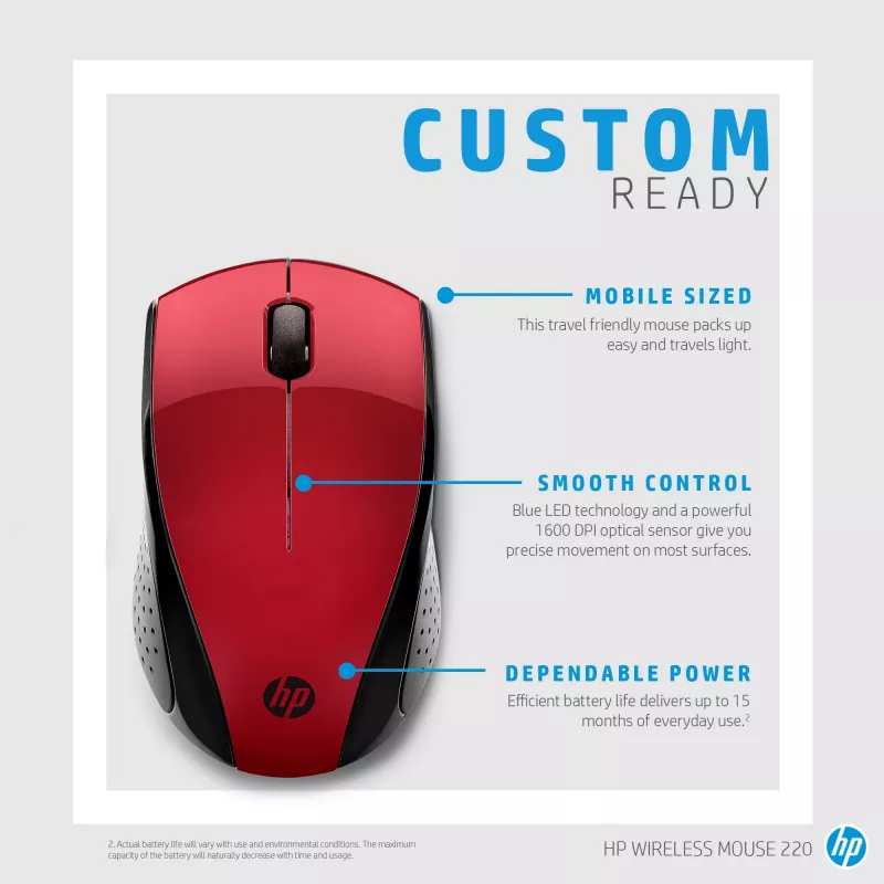 HP Wireless pelė 220 (Saulėlydžio raudona)