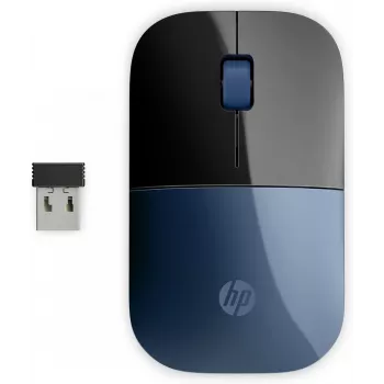 HP belaidė pelė Z3700, abiem rankoms tinkama, mėlyna LED, RF belaidė, 1200 DPI, juoda, mėlyna