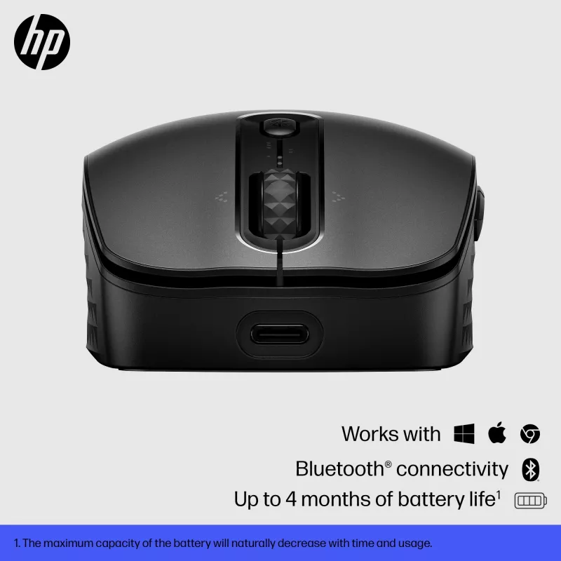 HP 690 Įkraunama belaidė pelė, abiem rankoms tinkama, Bluetooth, 4000 DPI, juoda