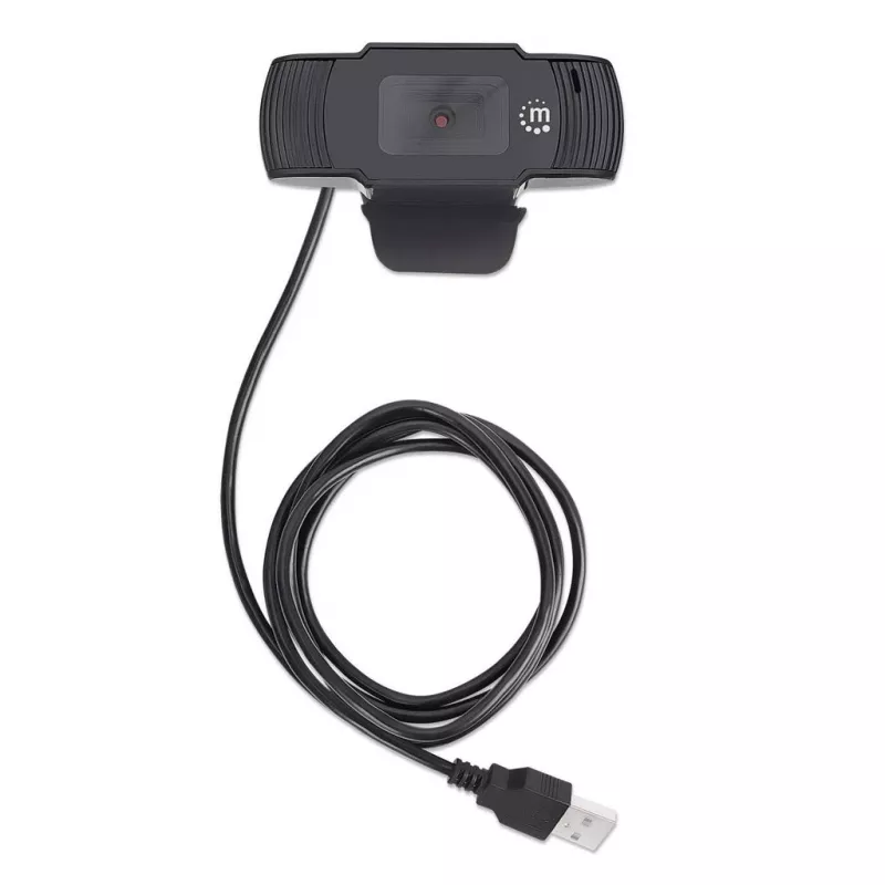 Manhattan USB internetinė kamera, du megapikseliai (išpardavimo kaina), 1080p Full HD, USB-A, integruotas mikrofonas, reguliuojamas spaustuko pagrindas, 30 kadrų per sekundę, juoda, trejų metų garantija, dėžutė