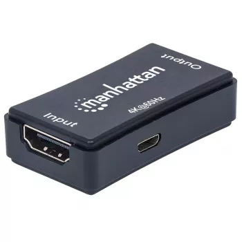 AV kartotuvas Manhattan HDMI Repeater 4K@60Hz, 1xHDMI įėj./išėj., 600 MHz pralaidumas, iki 40 m, maitinimas per mikro USB, juodas