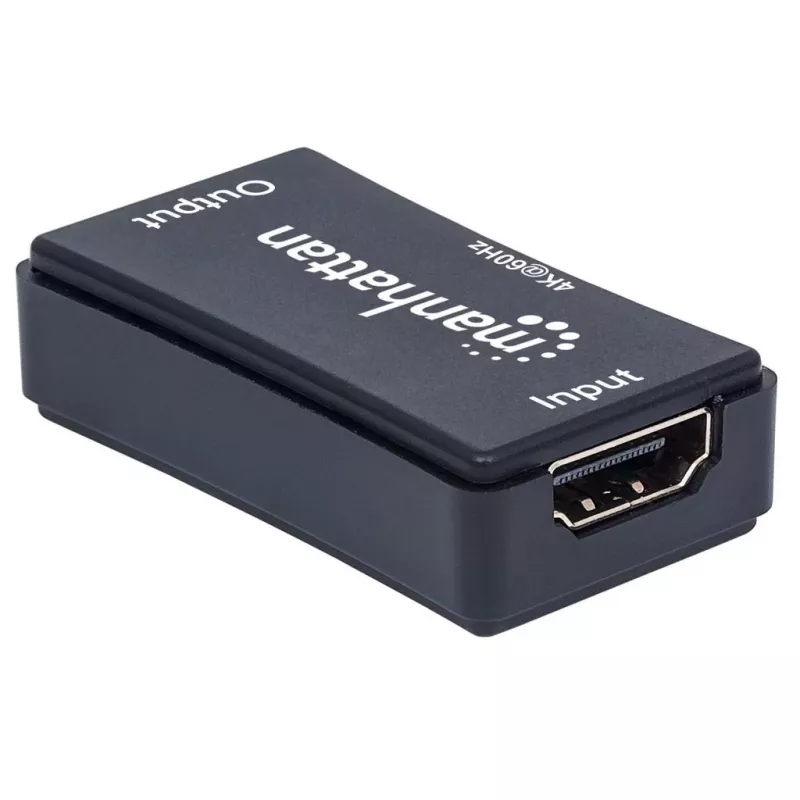 AV kartotuvas Manhattan HDMI Repeater 4K@60Hz, 1xHDMI įėj./išėj., 600 MHz pralaidumas, iki 40 m, maitinimas per mikro USB, juodas