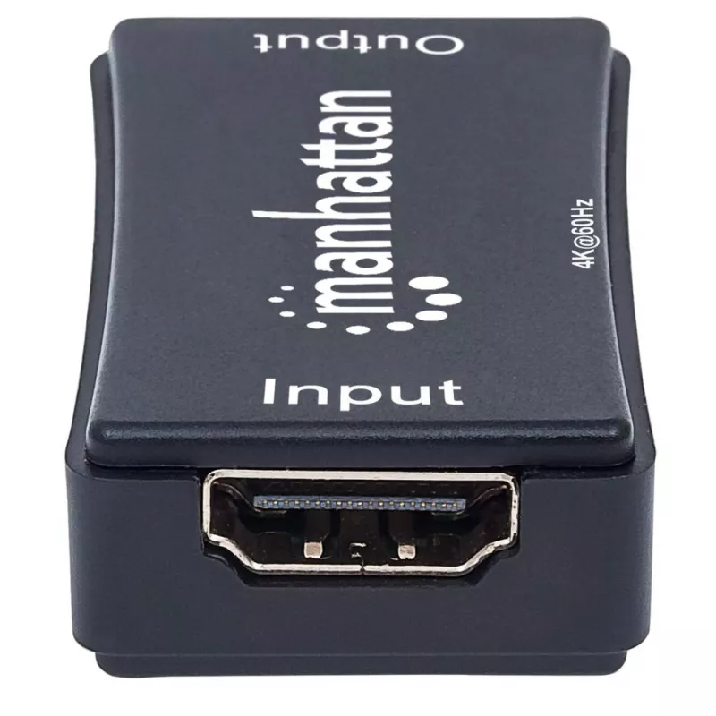 AV kartotuvas Manhattan HDMI Repeater 4K@60Hz, 1xHDMI įėj./išėj., 600 MHz pralaidumas, iki 40 m, maitinimas per mikro USB, juodas