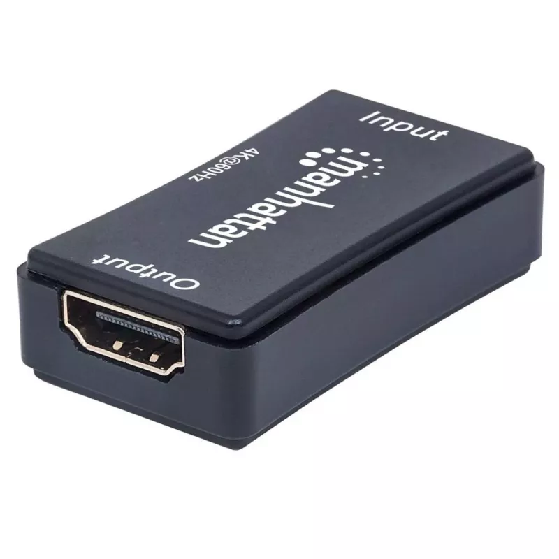 AV kartotuvas Manhattan HDMI Repeater 4K@60Hz, 1xHDMI įėj./išėj., 600 MHz pralaidumas, iki 40 m, maitinimas per mikro USB, juodas