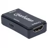 AV kartotuvas Manhattan HDMI Repeater 4K@60Hz, 1xHDMI įėj./išėj., 600 MHz pralaidumas, iki 40 m, maitinimas per mikro USB, juodas