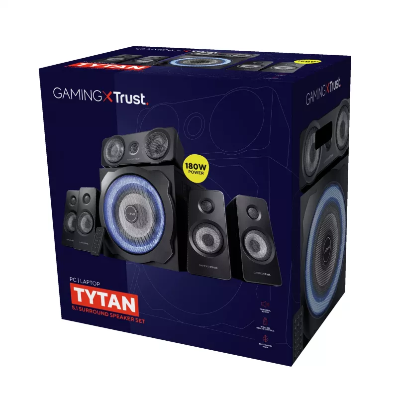 Trust GXT 658 Tytan 5.1 garsiakalbių sistema 90 W universali juoda 5.1 kanalų