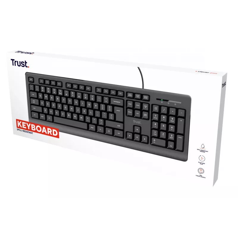 Trust 24639 klaviatūra Office USB, JAV anglų kalba, juoda