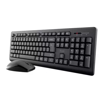 Belaidis klaviatūros ir pelės rinkinys TRUST Primo — pilno dydžio QWERTY US English klaviatūra, RF USB-A imtuvas, 1200 DPI optinė pelė, juoda