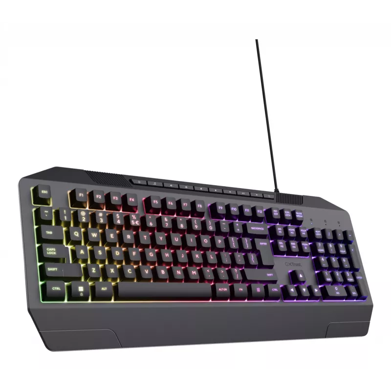 Laidinė žaidimų klaviatūra TRUST GXT 836 Evocx USB QWERTY US English, RGB apšvietimas, riešo atrama, 114 klavišų, 110% išdėstymas