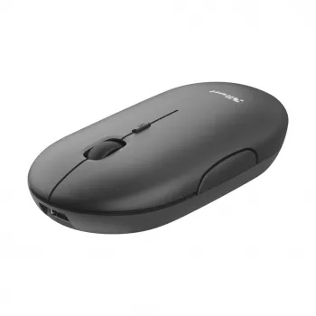Trust Puck Įkraunama Belaidė Itin Plona Pelė, Abiem Rankoms Tinkama, Optinė, RF Belaidis + Bluetooth, 1600 DPI, Juoda