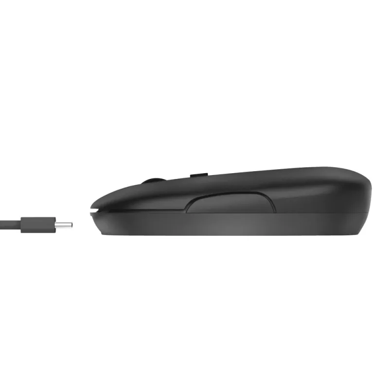Trust Puck Įkraunama Belaidė Itin Plona Pelė, Abiem Rankoms Tinkama, Optinė, RF Belaidis + Bluetooth, 1600 DPI, Juoda