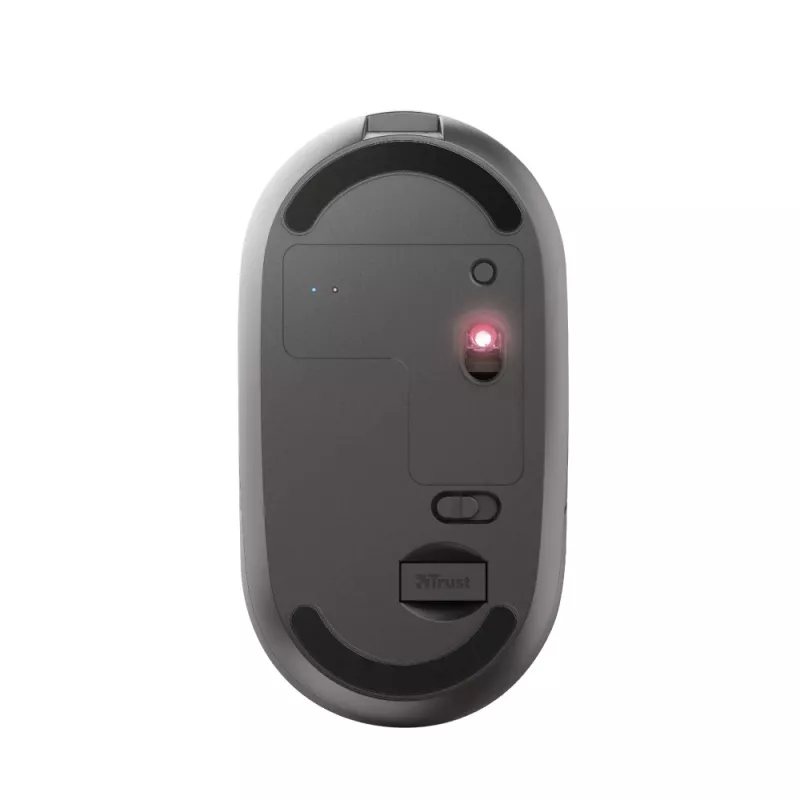 Trust Puck Įkraunama Belaidė Itin Plona Pelė, Abiem Rankoms Tinkama, Optinė, RF Belaidis + Bluetooth, 1600 DPI, Juoda