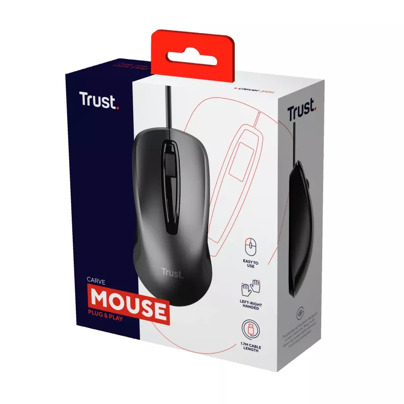 Trust Carve pelė biuro Abiem rankoms tinkama USB Type-A Optinė 1200 DPI