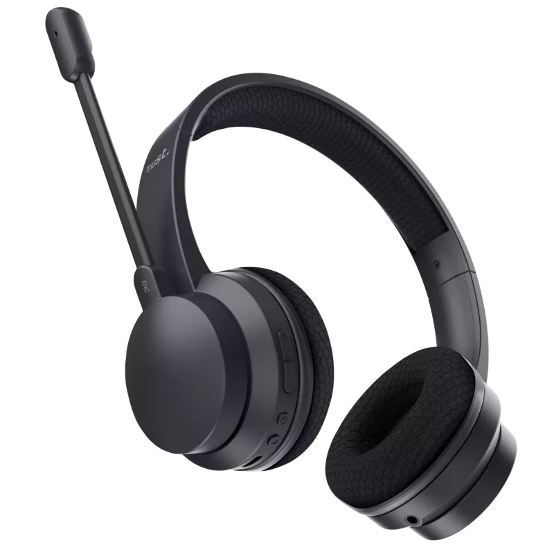 Trust Ayda ausinės laidinės ir belaidės galvos juostos skambučiams / muzikai USB-C Bluetooth juodos