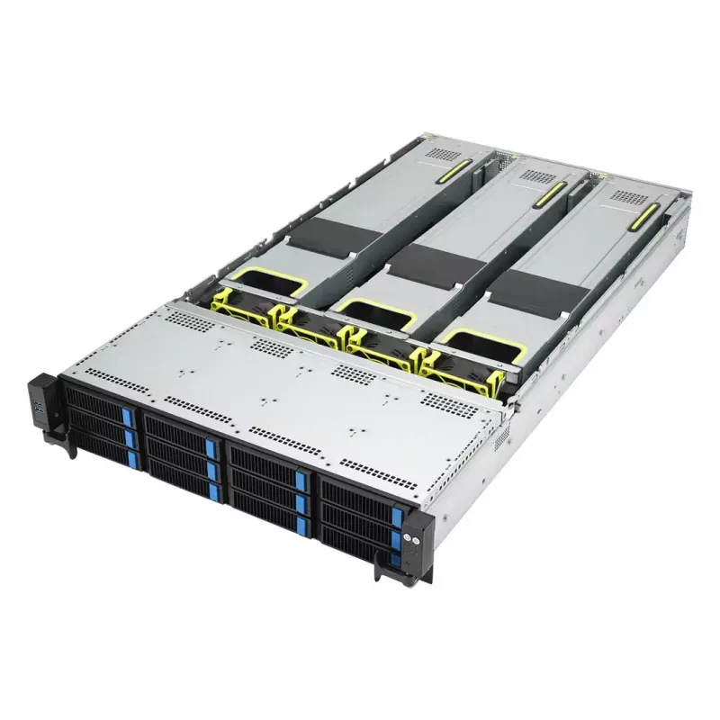 Stovo serveris ASUS RS720A-E12-RS24U 2U Socket SP5, 2x CPU palaikymas, 24x 2,5 colio skyriai, 24 DIMM DDR5 lizdai, 2600W PSU, 10GbE