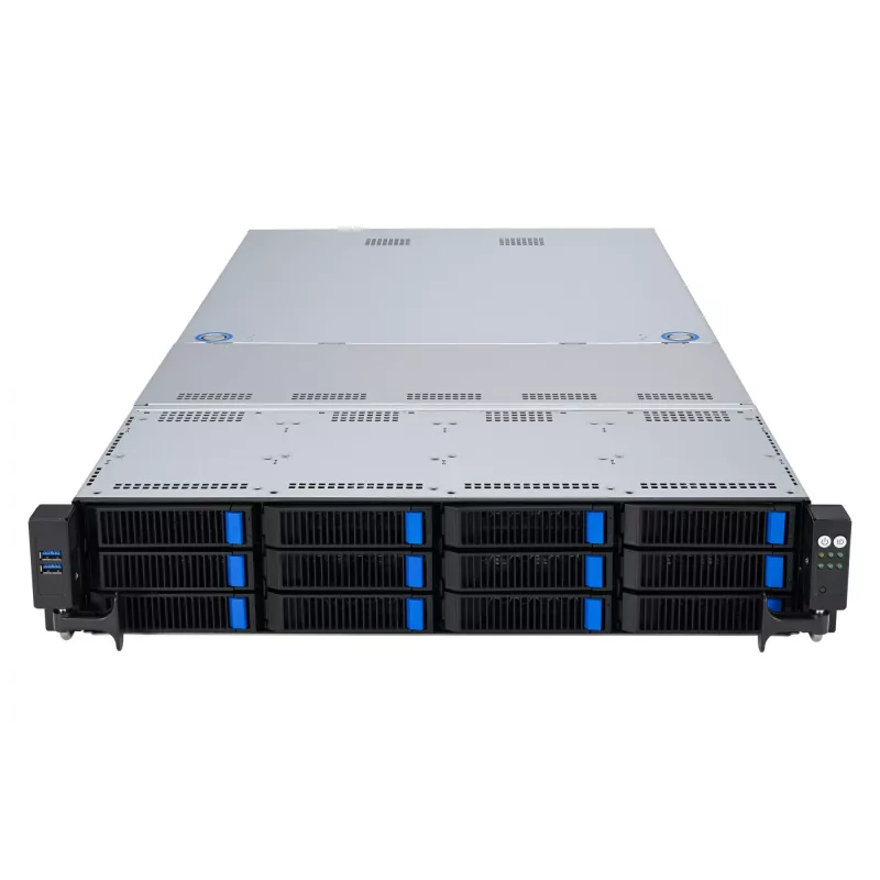 ASUS RS521A-E12-RS12U Socket SP5 Rack (2U) Juoda, Sidabrinė
