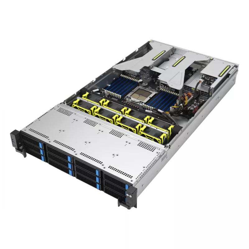ASUS RS521A-E12-RS12U Socket SP5 Rack (2U) Juoda, Sidabrinė