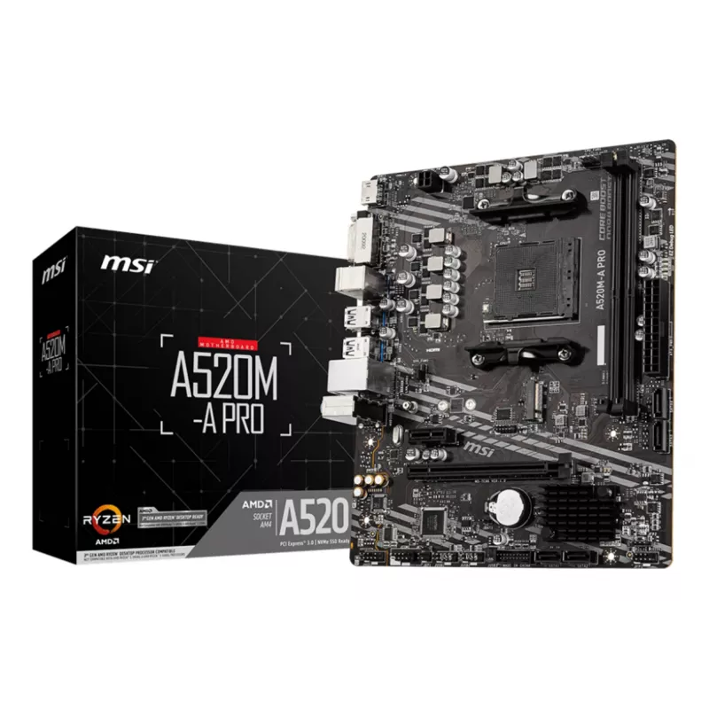 Motininė plokštė MSI A520M-A PRO AMD A520 Socket AM4 micro ATX