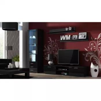 Plaukiojančių lentynų rinkinys Cama Meble SOHO 1250×200×200 mm, medžio drožlių plokštė, juoda matinė (dvi lentynos)