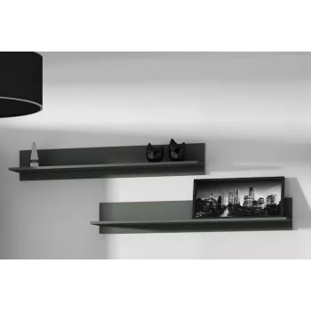 Plaukiojančių lentynų rinkinys Cama Meble SOHO 1250×200×200 mm, medžio drožlių plokštė, juoda matinė (dvi lentynos)